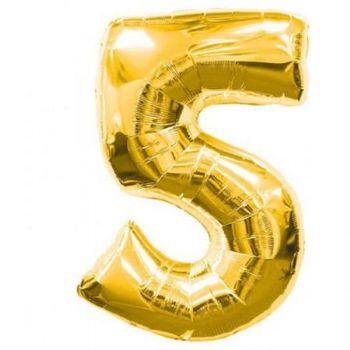 בלון מיילר לניפוח בהליום 34 אינץ' - זהב מספר 5