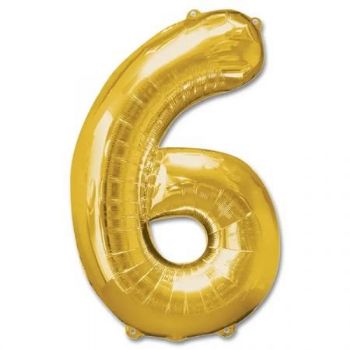 בלון מיילר לניפוח בהליום 34 אינץ' - זהב מספר 6