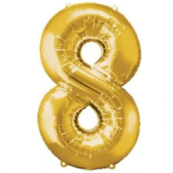 בלון מיילר לניפוח בהליום 34 אינץ' - זהב מספר 8