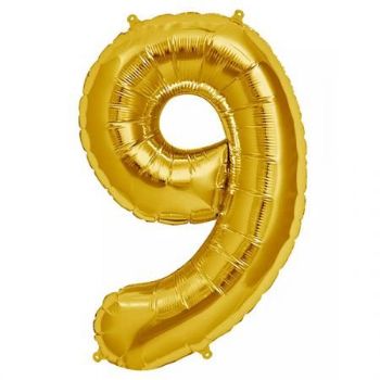 בלון מיילר לניפוח בהליום 34 אינץ' - זהב מספר 9