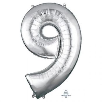 בלון מיילר לניפוח בהליום 34 אינץ' - כסף מספר 9