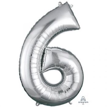 בלון מיילר לניפוח בהליום 34 אינץ' - כסף מספר 6