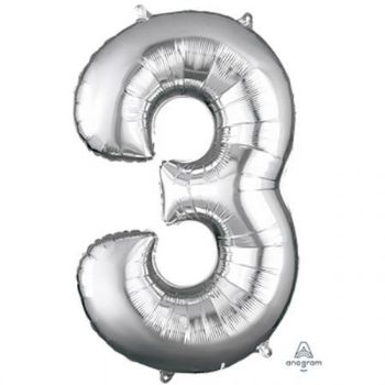 בלון מיילר לניפוח בהליום 34 אינץ' - כסף מספר 3