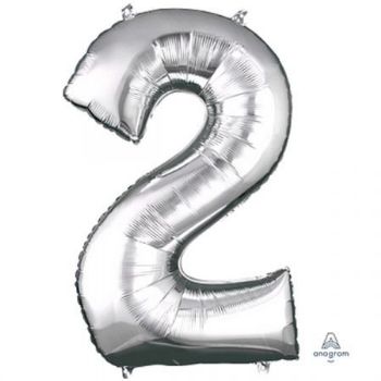 בלון מיילר לניפוח בהליום 34 אינץ' - כסף מספר 2