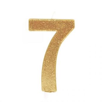 נר יום הולדת ענק זהב מנצנץ מספר 7