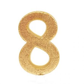 נר יום הולדת ענק זהב מנצנץ מספר 8