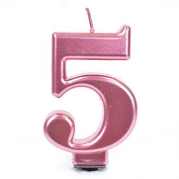 נר ורוד מטאלי מספר 5