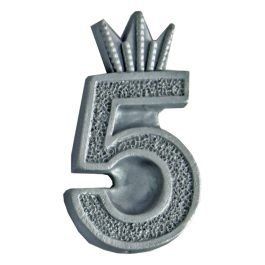 קישוט בצק סוכר - מספר 5 כסף אכיל