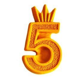 קישוט בצק סוכר- מספר 5 זהב אכיל