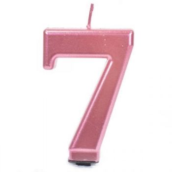 נר ורוד מטאלי מספר 7