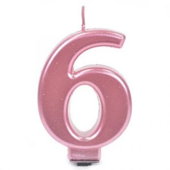 נר ורוד מטאלי מספר 6
