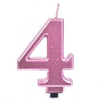 נר ורוד מטאלי מספר 4