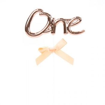 טופר לעוגה רוז גולד - ONE
