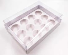 קופסא לבנה 35X25X8.5 + במה 12 קאפקייקס