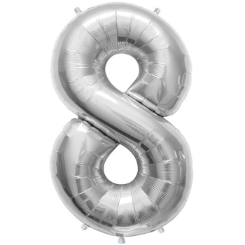 בלון מיילר לניפוח בהליום 34 אינץ' - כסף מספר 8