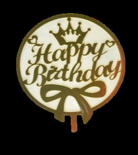 טופר לעוגה Happy Birthday זהב