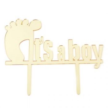 טופר אקרילי לעוגה It's A Boy זהב