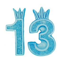 קישוט בצק סוכר - מספר 13 תכלת מטאלי