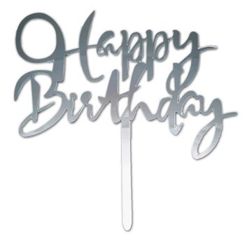 טופר לעוגה Happy Birthday כסף